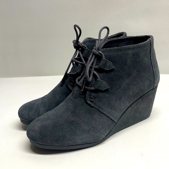TOMS WOMENS wedges ankle boots leather size 9 - Picture 1 of 8